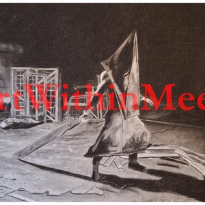 Silent Hill 2 - Pyramid Head / A3 Original Ink & Pencil Drawing (fan art)