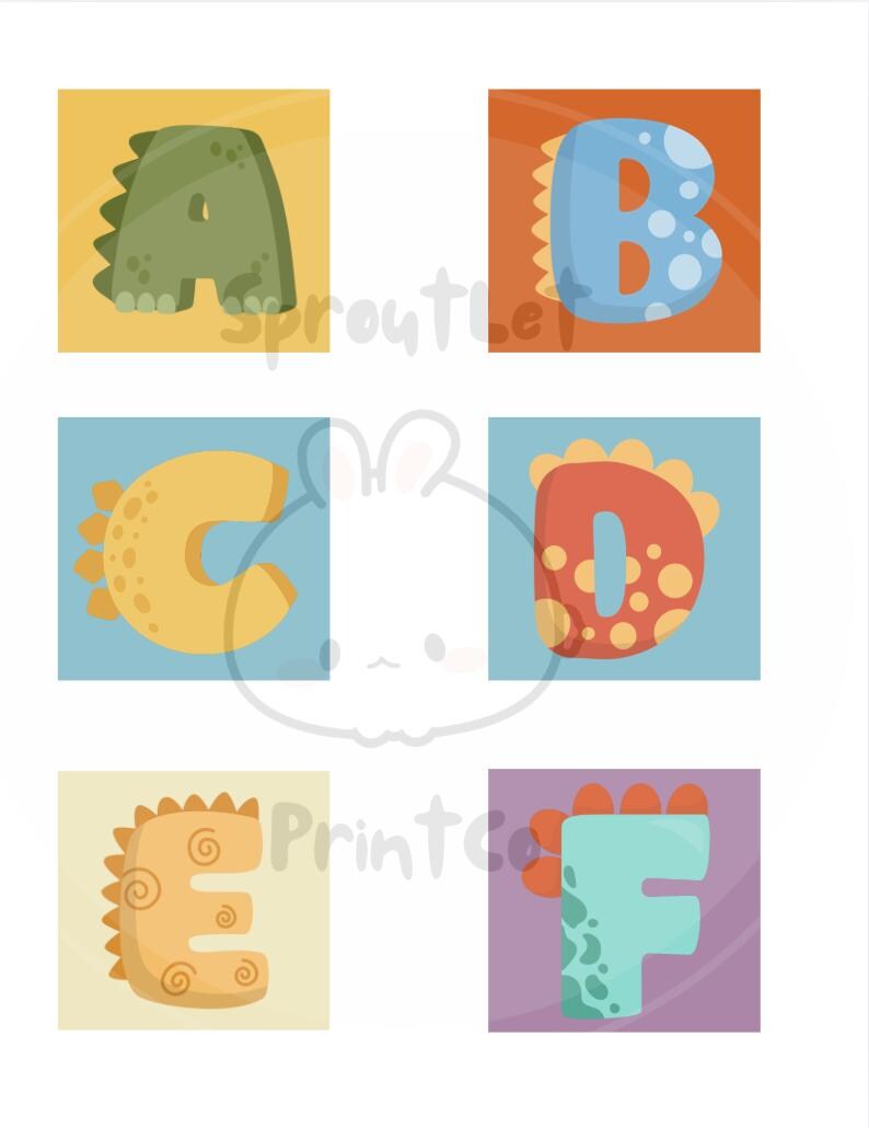 Dinosaur Alphabet Flashcards | Toddler ABC Learning Printables (digital ...