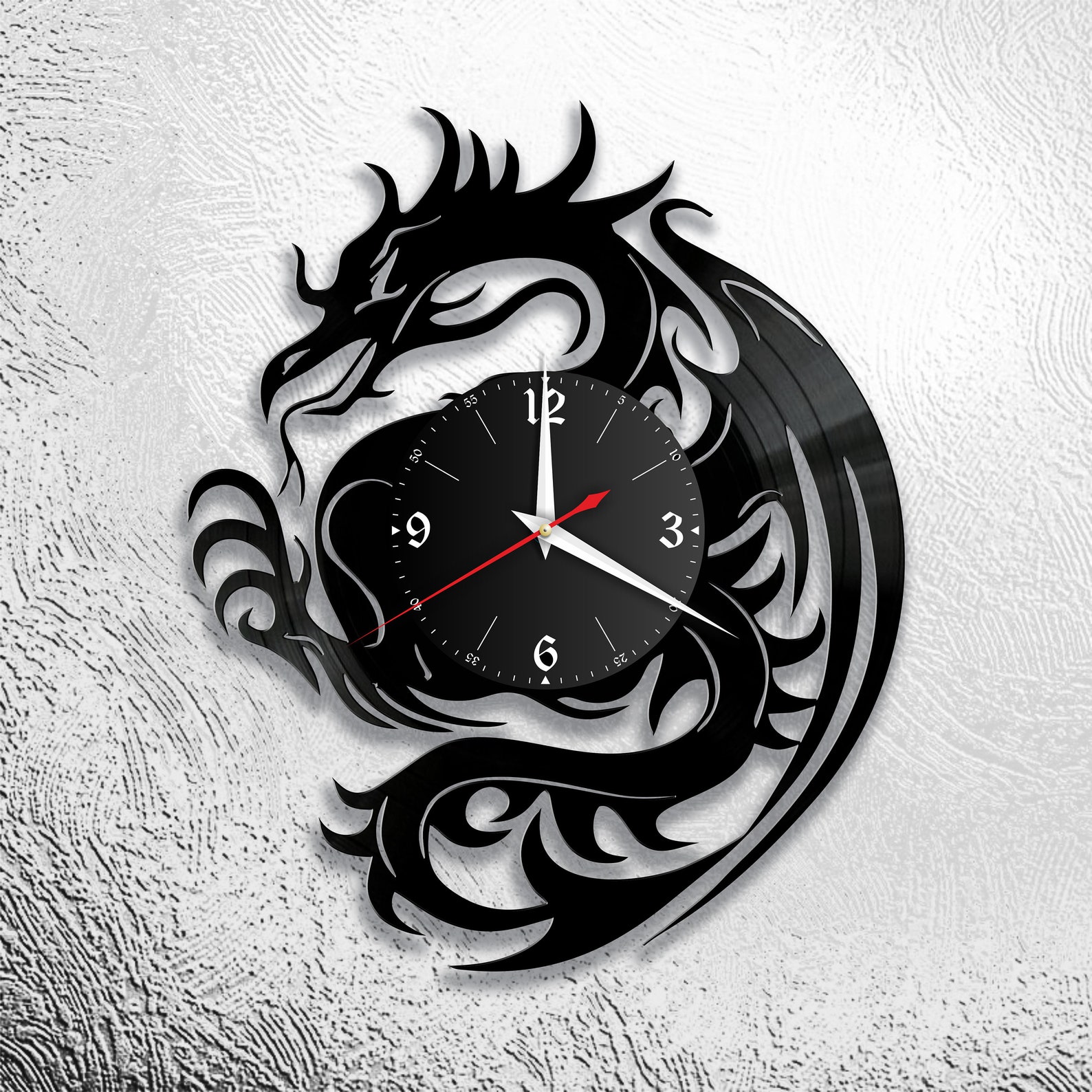Dragon vinyl wall clock dragon record vinyl clock gift for Etsy
