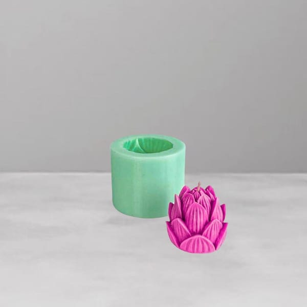 Moule de bougie en silicone floral de grande taille, ensemble de moules de bougie de fleur de lotus 3D, moule de fleur pour bougie, savon, résine