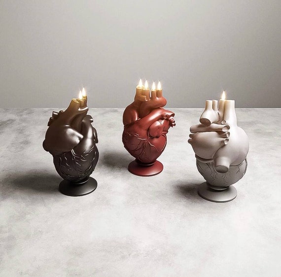 17cm 3D Silicone Mold, XL Heart Candle Mold, Anatomical Heart