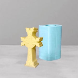 Molde de vela de silicona de la Santa Cruz Armenia Haykakan arevakhach molde de vela colgante molde de vela armenio grabado cruz molde Khachkar moldes