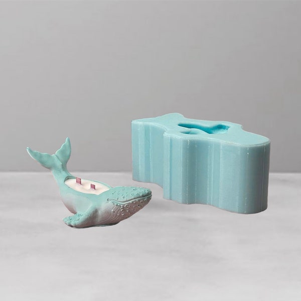 Whale candle mold Candle holder mold Handmade candle container mould Gypsum Plaster mold Succulent Planter Mold Sea whale silicone mold