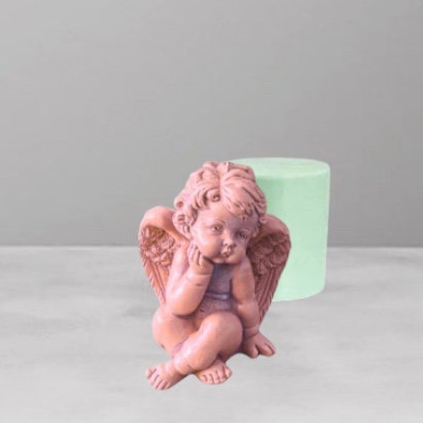 Mignon ange bougie moule en silicone bricolage résine artisanat Cupidon ange bébé savon moule moule plâtre ailes d'ange bougie moule pense ange savon moules