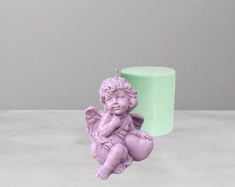 Angel with heart candle mold Baby Angel Candle Mold Cute Angel Candle Mold Plaster silicone mold Polymer Clay Baby angel mold handmade clay