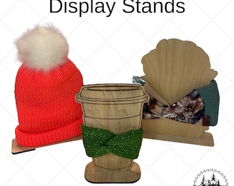 Display stands, Messy bun display, cup display, beanie display