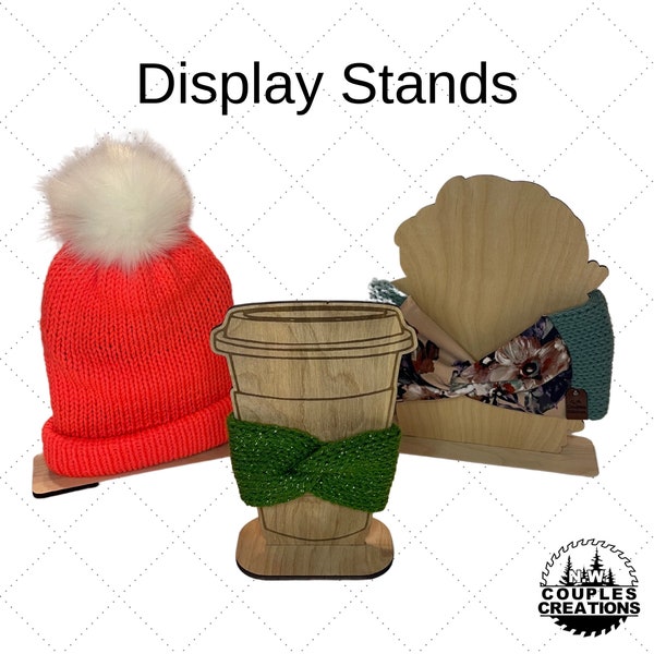 Display stands, Messy bun display, cup display, beanie display