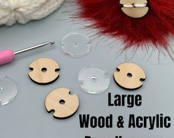 Large Wood or Acrylic Pompom Keeper Buttons, Beanie Tags