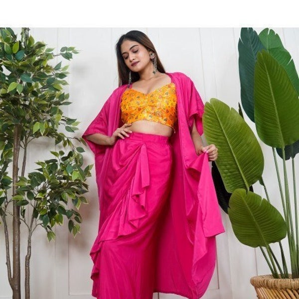 Laxmi crop top - pink brocade main image 0