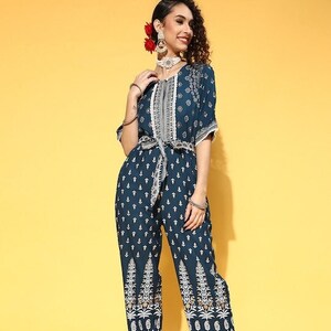 Designer Indian Block Printed Jumpsuit for Women Indo Western