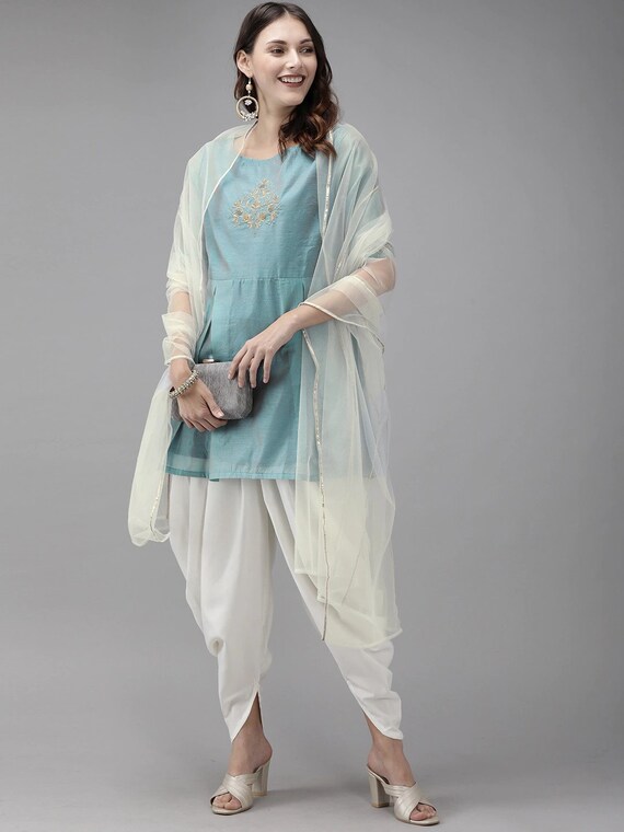 Peplum Kurti With Dhoti Pants and 