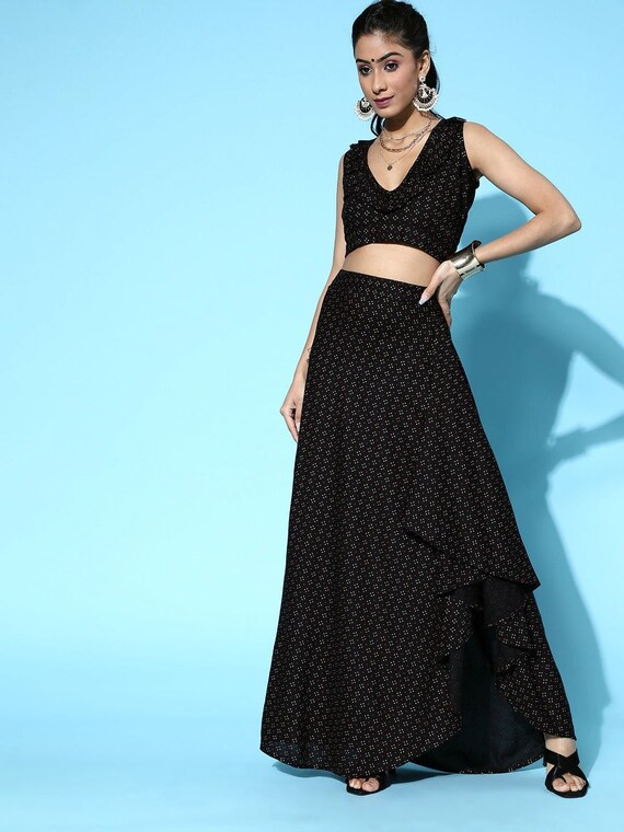 Dhoti Skirt Set Indian Blouse 