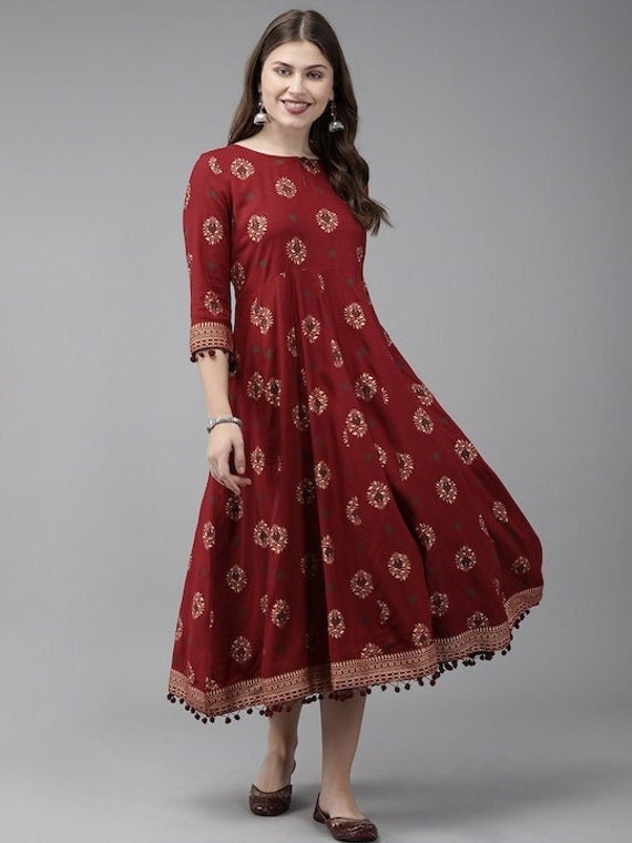 Maroon anarkali kurta clearance