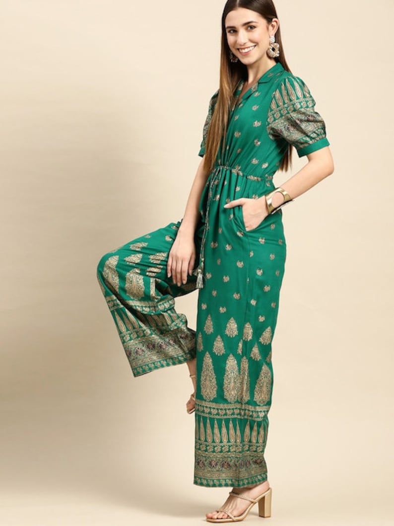 Designer Indian Block Printed Jumpsuit for Women Indo Western Etsy