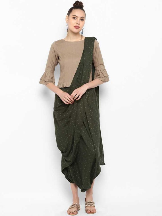 Indian Crop Top With Dhoti Pants and 