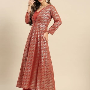 Indian Crop Top With Dhoti Pants And Shrug Set