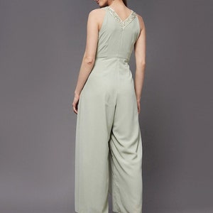 Women Black self design Indo Western V-neck Jumpsuit