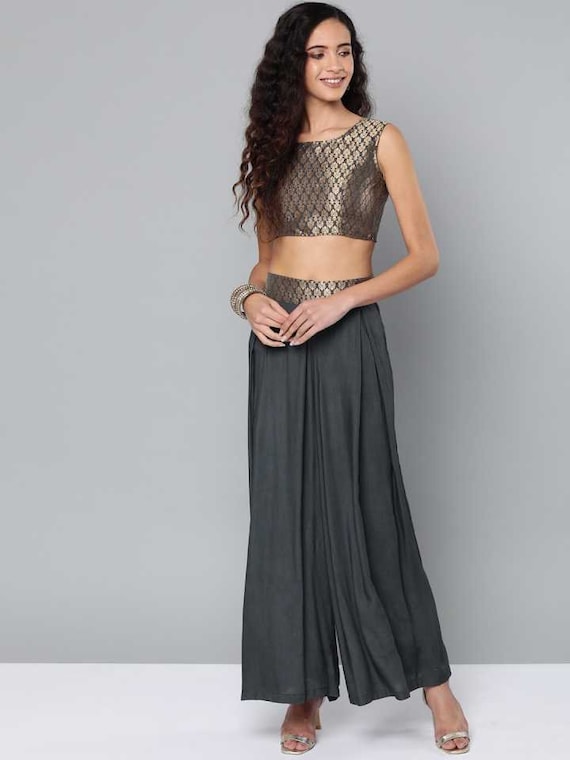 Designer Indian Crop Top Palazzo and 