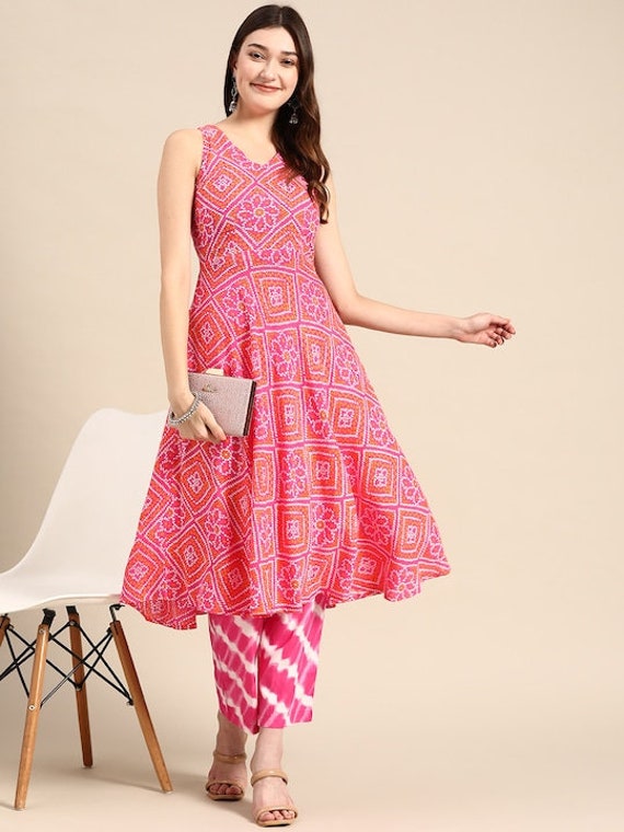 Printed Rayon Red Kurtis with Palazzo Set – Stilento