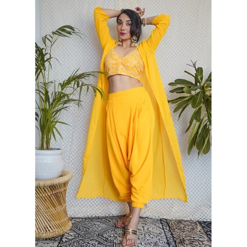 Crop Top With Dhoti Salwar Designer Indian Dress Indo Western Etsy