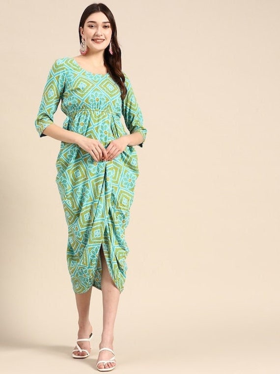 Buy The Hope Women's Rayon Asymmetric Tunic Kurti With Dhoti Pant  (TH-K22368_Black_XS) at Amazon.in