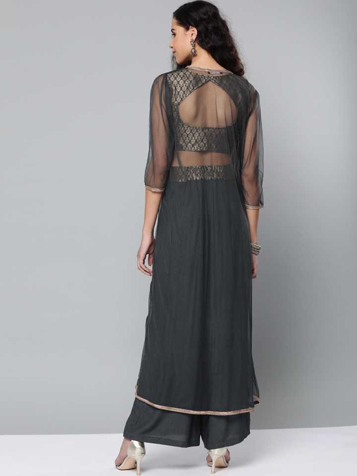 Designer Indian Crop Top Palazzo and Long Jacket Set for Etsy