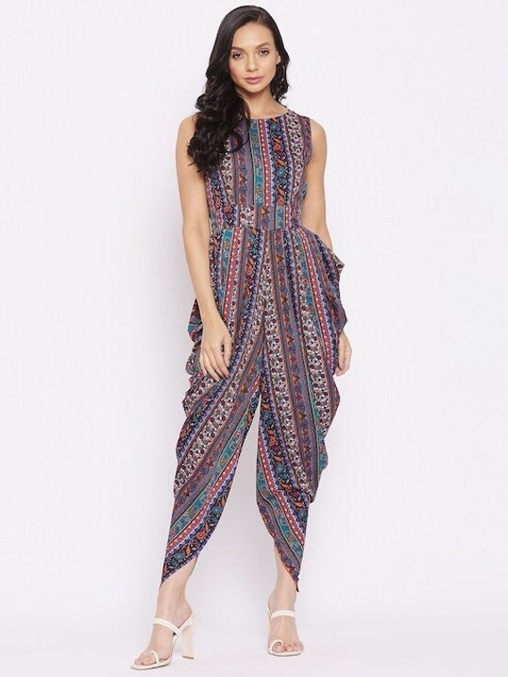 Elasticated Ethnic Dhoti Jumpsuit With Sleeves