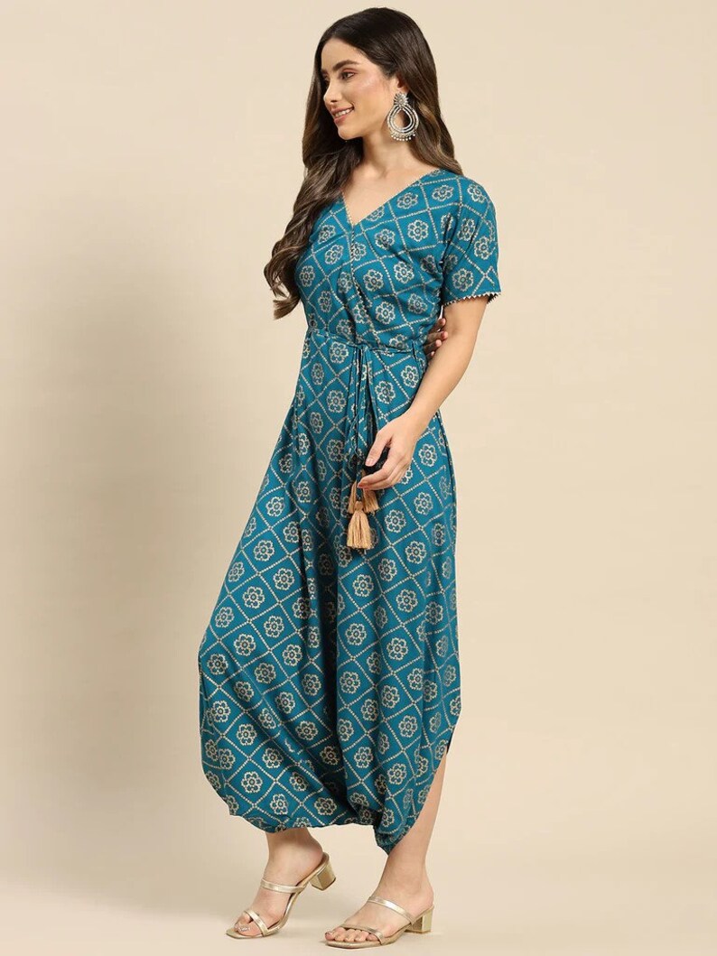 Designer Overlap Neck Dhoti Jumpsuit for Women Indo Western Etsy
