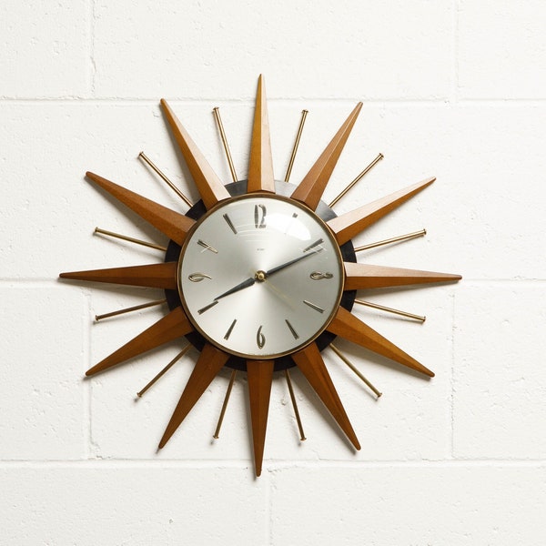 Vintage Mid-Century Modern Starburst Wall Clock by Metamec