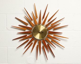Vintage Mid-Century Modern Starburst Wall Clock by Seth Thomas