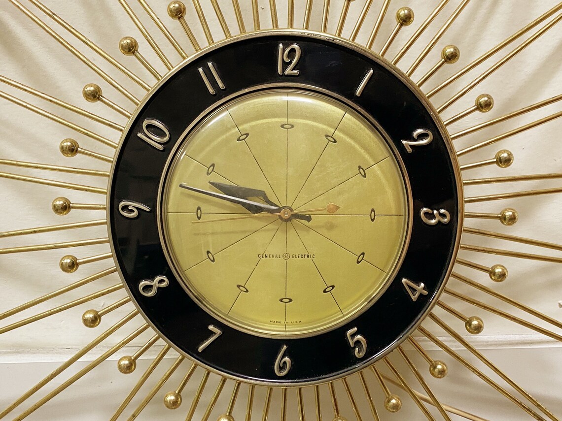 Vintage 1960s MidCentury Modern Atomic Brass Wall Clock By Etsy