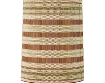 California Modern Maria Kipp Woven Lampshade in Sage, Cream, and Brown, 1960s
