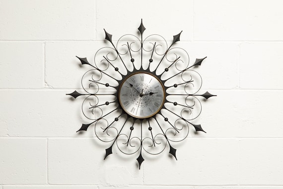 Vintage Mid-century Modern Starburst Wall Clock by Elgin - Etsy
