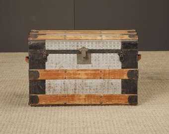 Early 20th Century American Embossed Metal Steamer Trunk, circa 1920