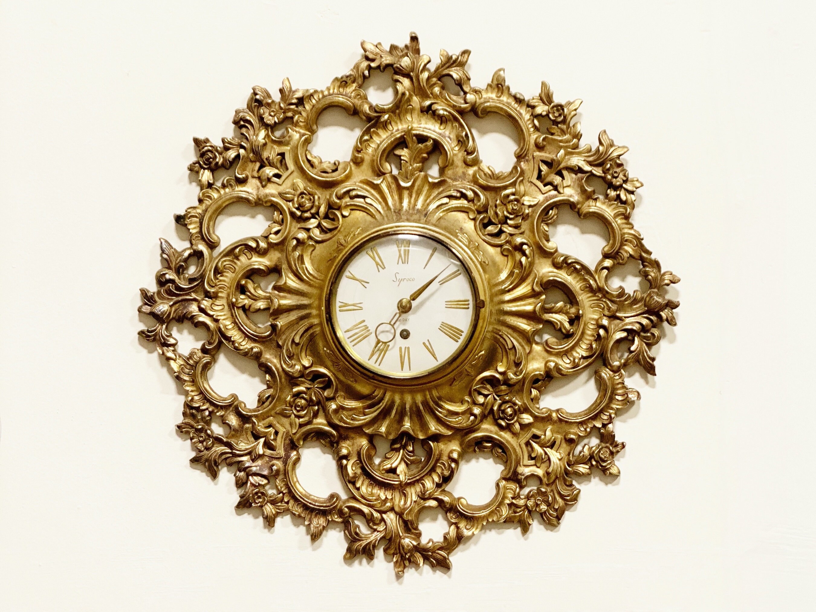 1960年代 Shuron decorated Sirmont 44□20 Vintage 1969 SYROCO Model 1555 Rococo Pendulum Wall Clock