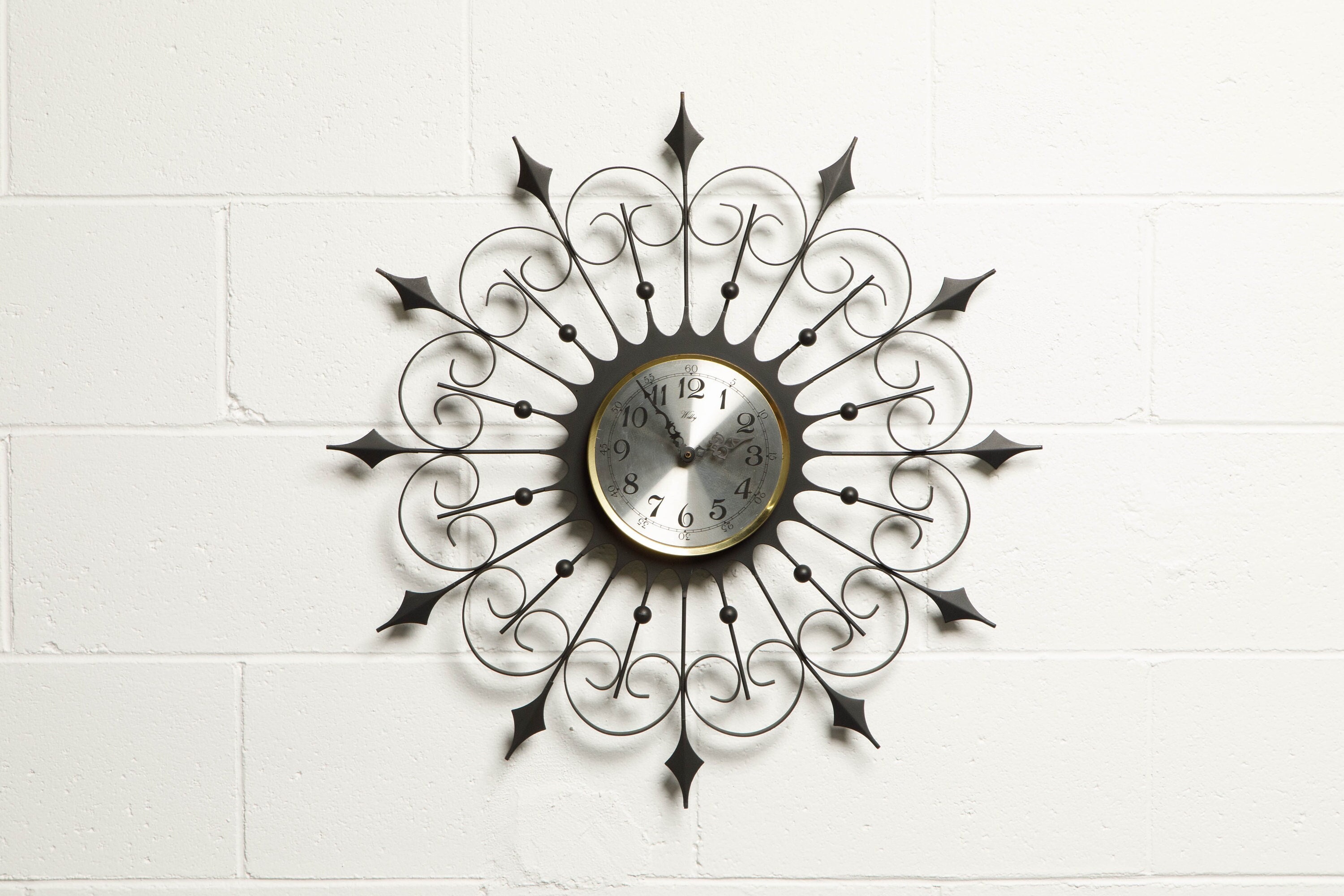 Vintage Mid-Century Modern Starburst Wall Clock By Welby