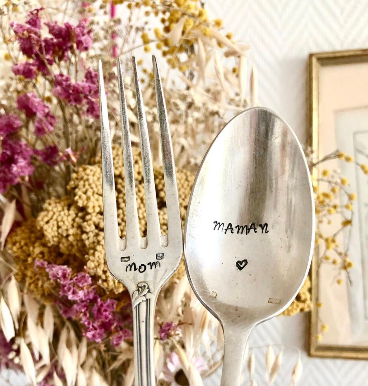 Lot de Fourchettes & Cuillères à Soupe en Métal Argenté Gravées et Personnalisées Offrir