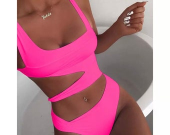 hot pink bathing suit top