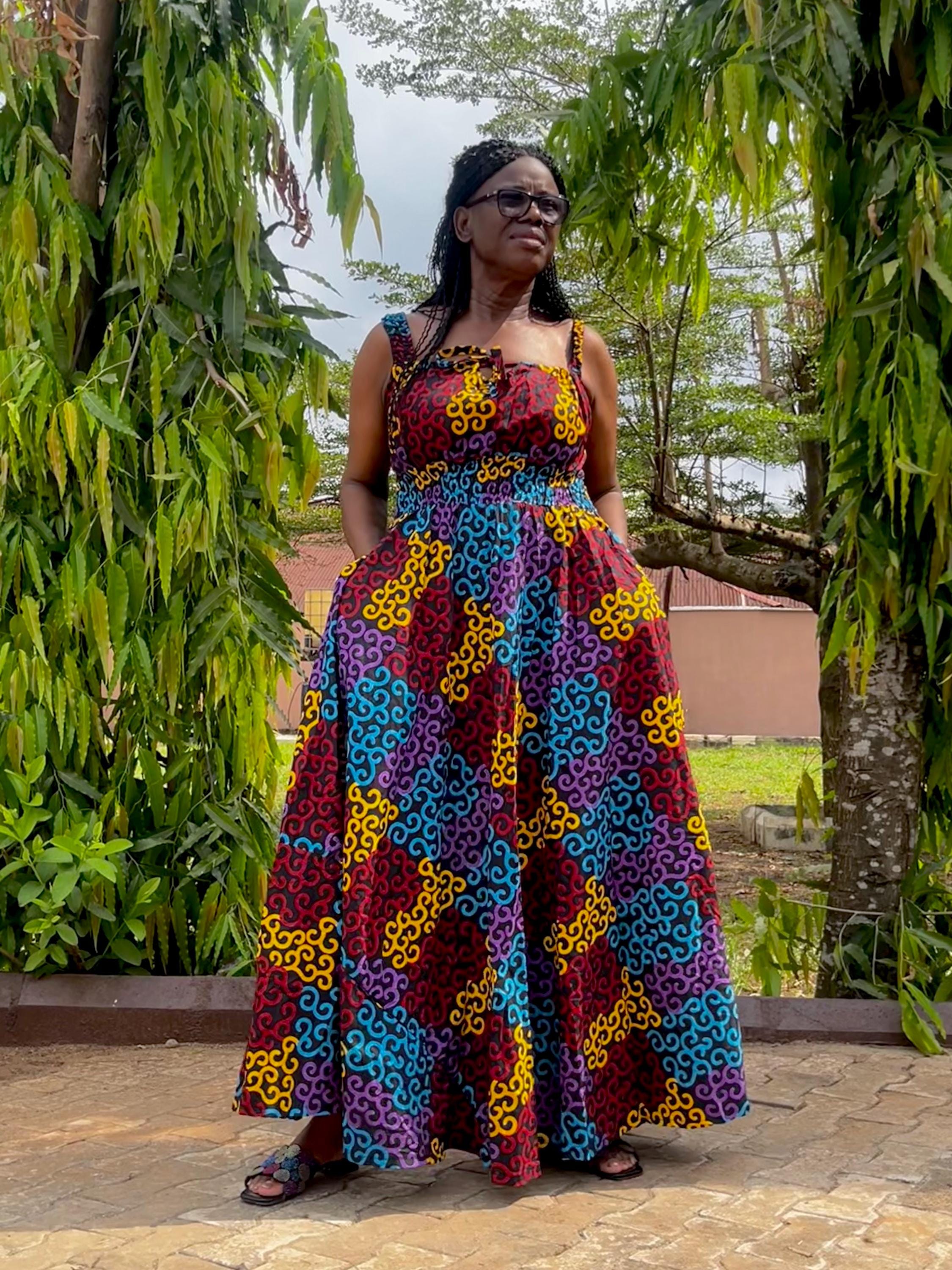 navy blue dress for baby girl African Long Sleeve Women's Dress Wax Printed Kitenge Design Ruffle  Irregular Hemline Dresses African Women Party Clothes WY676 main image 0