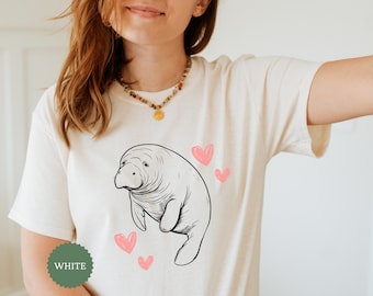 Söt Manatee Comfort Colors T-shirt, havsinspirerad sjöko-tröja