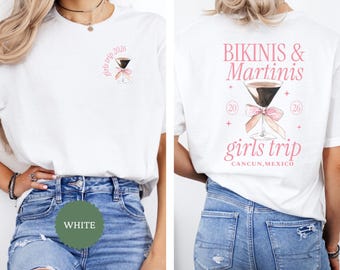 Custom Bikinis and Martinis Shirt, Comfort Colors Girls Trip 2026 Shirt, Girls Trip Gift, Beach Vacation Matching Friends, Girls Weekend Tee