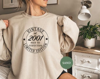 25th Vintage Birthday Sweatshirt, 25th Birthday Gifts for Her, Personal 25th Birthday Unique Gifts, Vintage 25th Sweater, 2001 Birth Year