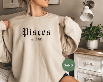 Benutzerdefinierte Fische Sweatshirt, personalisierte Fische Pullover, Fische Geschenk, Fische Astrologie Hoodie, Geburtstag im Februar, Geburtstag im März