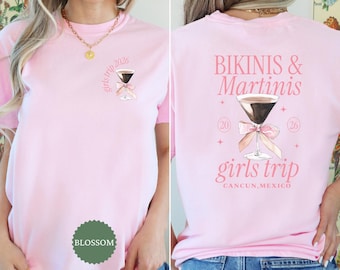 Custom Bikinis and Martinis Shirt, Comfort Colors Girls Trip 2026 Shirt, Girls Trip Gift, Beach Vacation Matching Friends, Girls Weekend Tee
