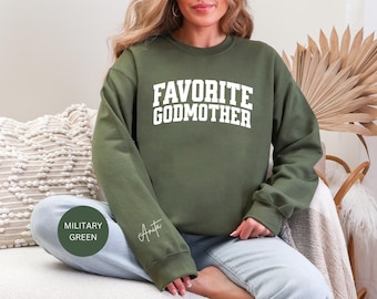 Sudadera personalizada con tu madrina favorita, cuello redondo con nombre en la manga, regalo para madrina, propuesta de matrimonio, suéter para madrina, sudadera con capucha para ser mi madrina