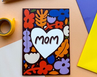 Florale Herz Muttertagskarte: Bunter Mama Gruß