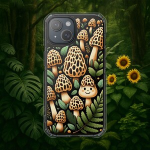 Funda para teléfono con diseño de bosque de setas: diseño original, bonito, regalo para amantes de la naturaleza, ecológica y sostenible.