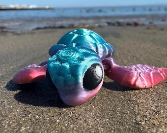 Turtle Sea Tortoise - 3D Printed Articulated Turtle - Sensory Stress Relief Fidget Toy - Turtle Fidget - Articulated Turtles Stress Toy
