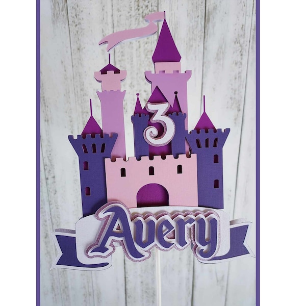 Princess Castle Cake Topper for Fairytale Birthdays, Purple Theme, Weddings or any other special occasion, Purple Themed Cake Topper