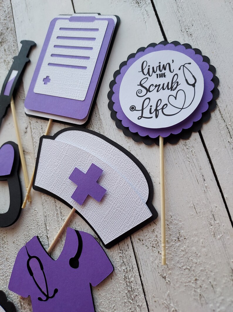 Purple Nurse Cupcake Toppers Medical Cupcake Essential Etsy